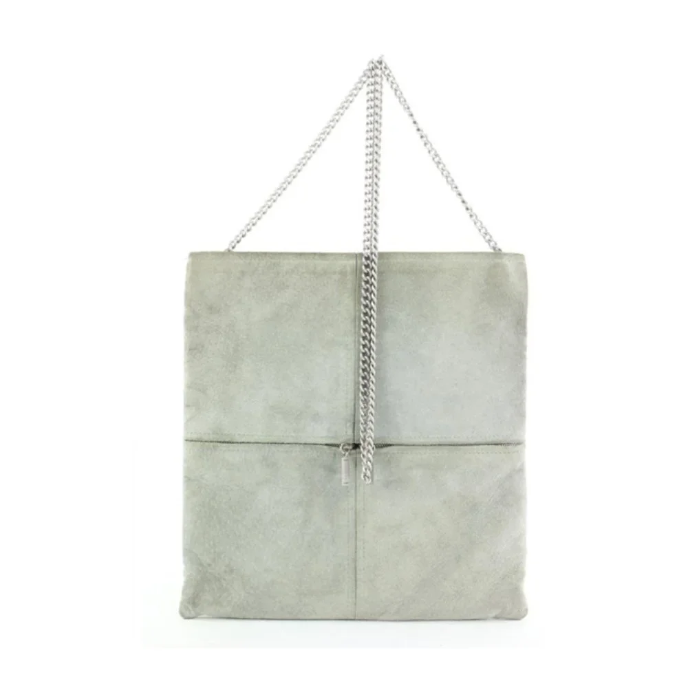 Chanel Grey Suede Flat Chain Crossbody Bag 1c815a